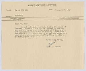 [Letter from T. L. James to D. W. Kempner, February 7, 1952]