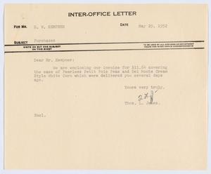 [Letter from T. L. James to D. W. Kempner, May 29, 1952]