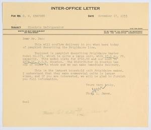 [Letter from T. L. James to D. W. Kempner, November 17, 1953]