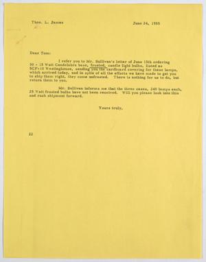 [Letter from D. W. Kempner to Thos. L. James, June 24, 1955]