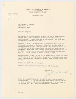 [Letter from Judge John H. Tucker, Jr., to D. W. Kempner, February 3, 1956]