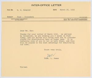 [Letter from T. L. James to D. W. Kempner, March 16, 1955]