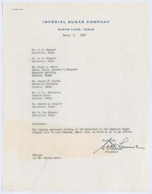[Letter from W. H. Louviere, to Directors of Imperial Sugar Company, March 6, 1956]