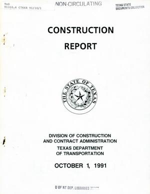 Primary view of object titled 'Texas Construction Report: October 1991'.