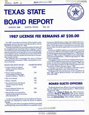 Texas State Board Report, Volume 24, August 1986