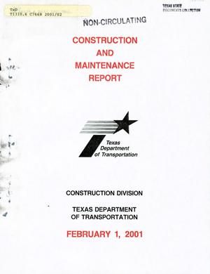 Primary view of object titled 'Texas Construction and Maintenance Report: February 2001'.