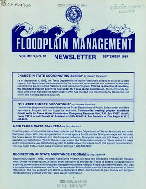 Primary view of object titled 'Floodplain Management Newsletter, Volume 3, Number 10, September 1985'.