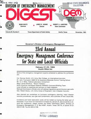 Division of Emergency Management Digest, Volume 29, Number 6, November 1983