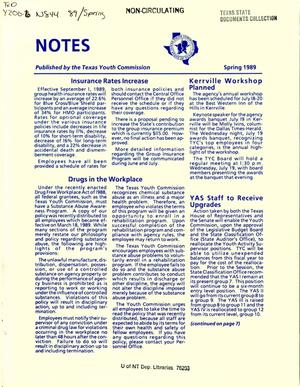 Texas Youth Commission Notes, Spring 1989