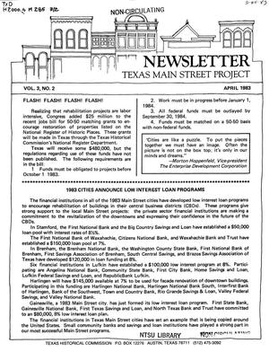 Texas Main Street Project Newsletter, Volume 3, Number 2, April 1983