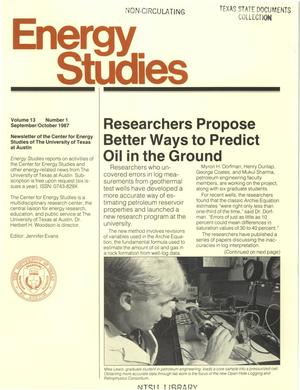 Energy Studies, Volume 13, Number 1, September/October 1987