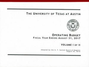 University of Texas at Austin Operating Budget: 2017, Volume 1