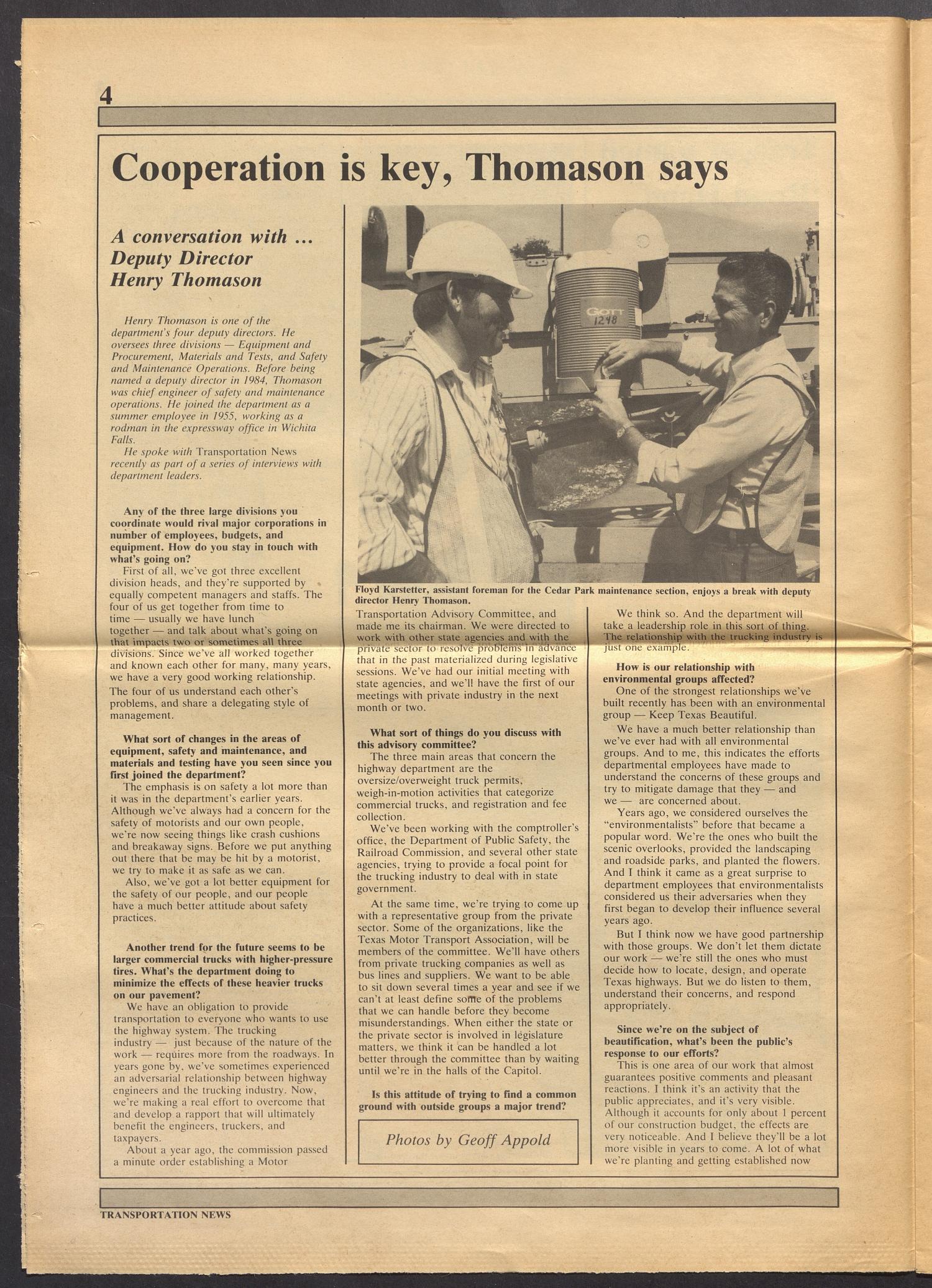 Transportation News, Volume 13, Number 9, May 1988
                                                
                                                    [Sequence #]: 4 of 16
                                                