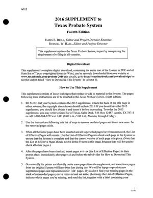 2016 Supplement to Texas Probate System, Fourth Edition