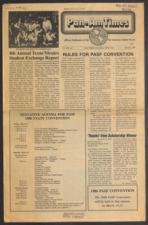 Primary view of object titled 'Pan-Am Times, Volume 21, Number 1, February 1986'.