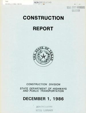 Primary view of object titled 'Texas Construction Report: December 1986'.
