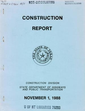 Texas Construction Report: November 1988
