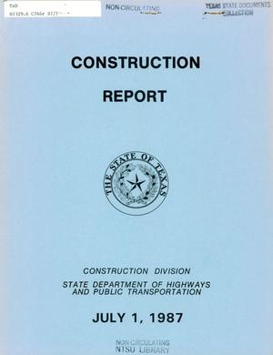 Primary view of object titled 'Texas Construction Report: July 1987'.