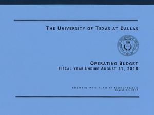 University of Texas at Dallas Operating Budget: 2018