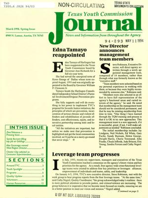 Primary view of object titled 'Texas Youth Commission Journal, March 1994'.
