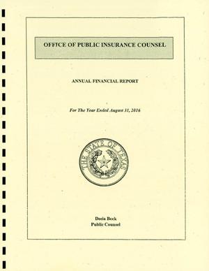 Texas Office of Public Insurance Counsel Annual Financial Report: 2016