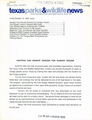 Primary view of object titled 'Texas Parks & Wildlife News, October 16, 1992'.