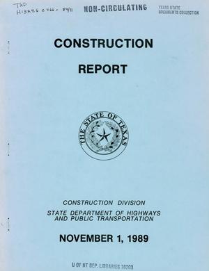 Texas Construction Report: November 1989