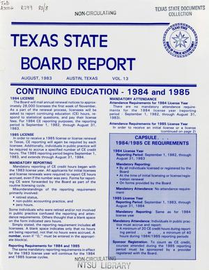 Texas State Board Report, Volume 13, August 1983