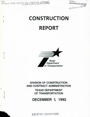 Texas Construction Report: December 1992