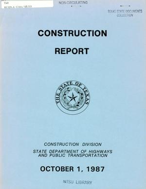 Texas Construction Report: October 1987