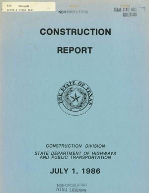 Primary view of object titled 'Texas Construction Report: July 1986'.