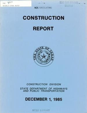 Texas Construction Report: December 1985