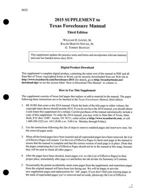 2015 Supplement to Texas Foreclosure Manual: Third Edition