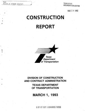 Primary view of Texas Construction Report: March 1993