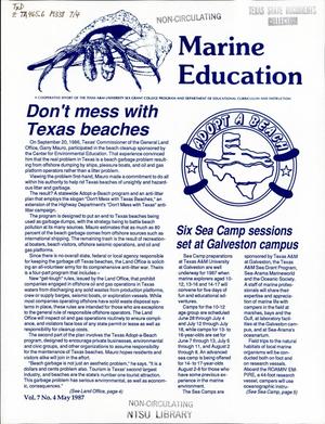 Marine Education, Volume 7, Number 4, May 1987
