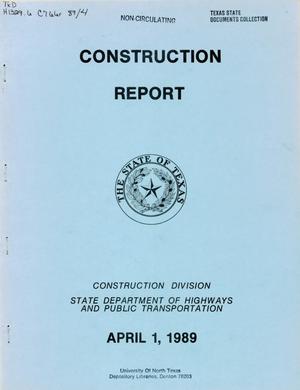 Primary view of object titled 'Texas Construction Report: April 1989'.