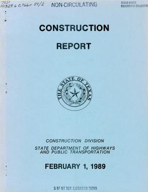 Primary view of object titled 'Texas Construction Report: February 1989'.