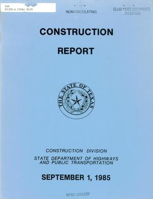 Primary view of object titled 'Texas Construction Report: September 1985'.
