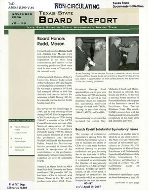 Texas State Board Report, Volume 89, November 2006