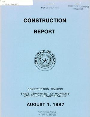 Primary view of object titled 'Texas Construction Report: August 1987'.