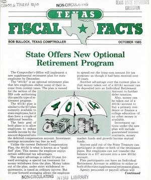Texas Fiscal Facts: October 1985