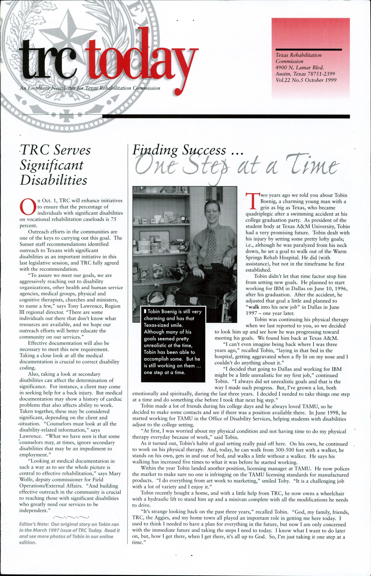 TRC Today, Volume 22, Number 5, October 1999
                                                
                                                    Inside Front Cover
                                                