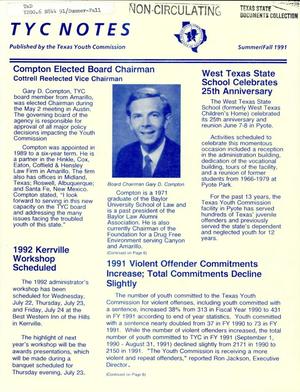 Texas Youth Commission Notes, Summer/Fall 1991