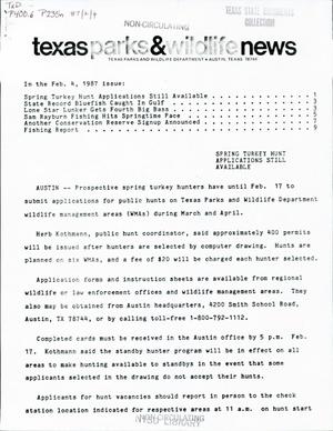 Primary view of object titled 'Texas Parks & Wildlife News, February 4, 1987'.