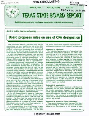 Texas State Board Report, Volume 55, March 1995