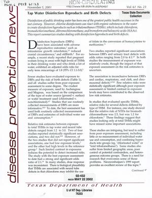 Texas Disease Prevention News, Volume 61, Number 23, November 2001