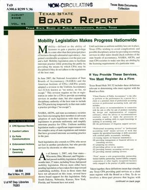 Texas State Board Report, Volume 96, August 2008