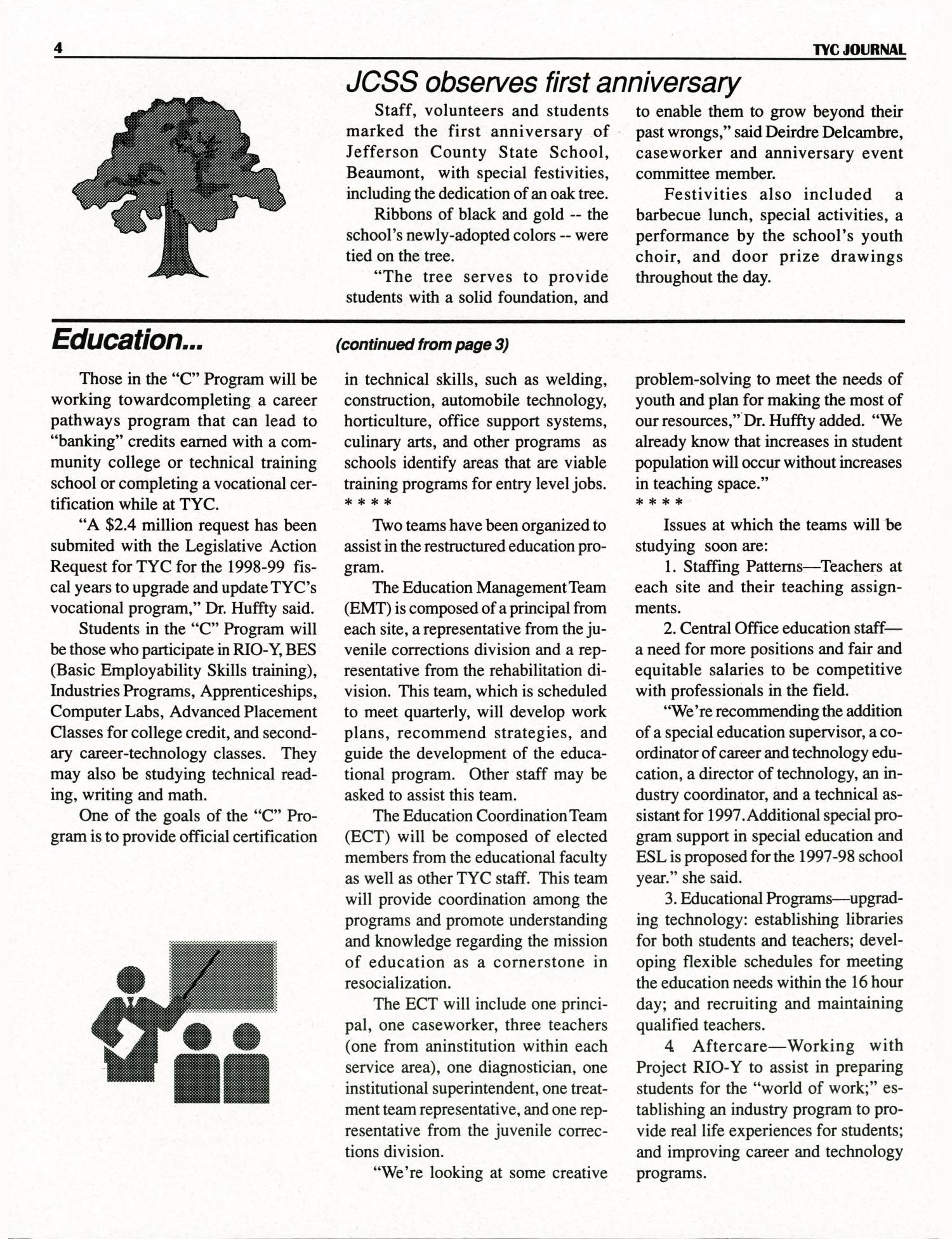 Texas Youth Commission Journal, December 1996
                                                
                                                    4
                                                