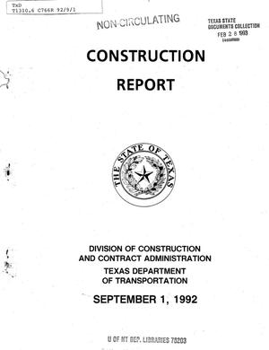 Texas Construction Report: September 1992