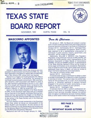 Texas State Board Report, Volume 18, November 1984